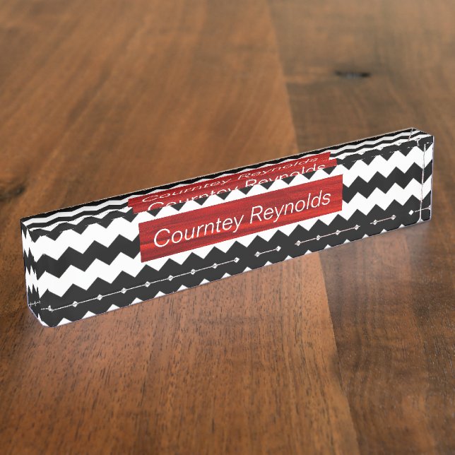 Chevron Pattern Elegant Stylish Desk Nameplates. Nameplate (Side)
