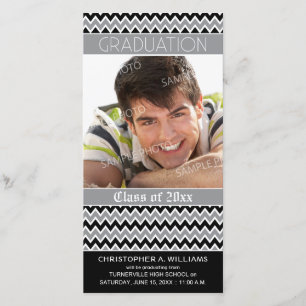 Chevron Pattern Graduation Announcement (black)