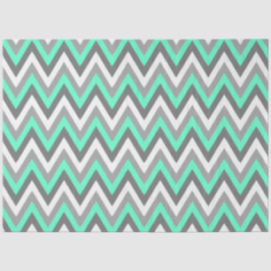 Chevron Pattern Grey White Mint Decoupage Tissue Paper