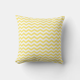 Chevron Pattern in Lemon Yellow and White Throw Pillow