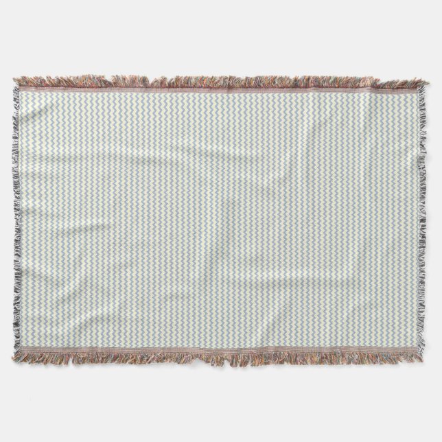 Chevron pattern light blue cream throw blanket (Front)