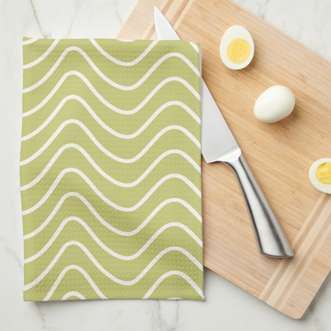 Chevron Pattern Lime Green Minimal Line Kitchen Towel (Quarter Fold)