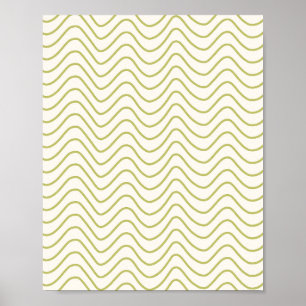Chevron Pattern Lime Green on Cream White Zigzag Poster