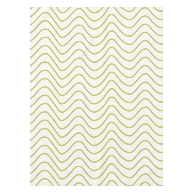 Chevron Pattern Lime Green on Cream White Zigzag Tablecloth (Front)
