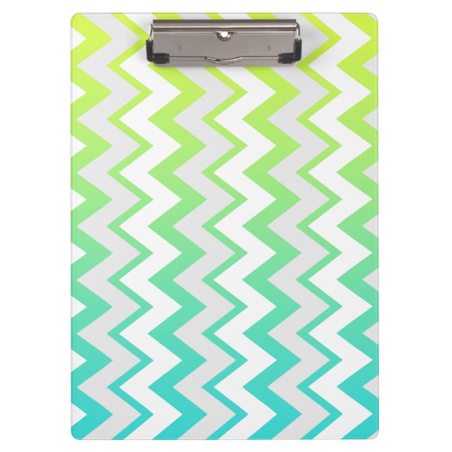 Chevron pattern lime green teal aqua ombre elegant clipboard (Front)