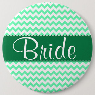 Chevron Pattern; Mint Green 6 Inch Round Button