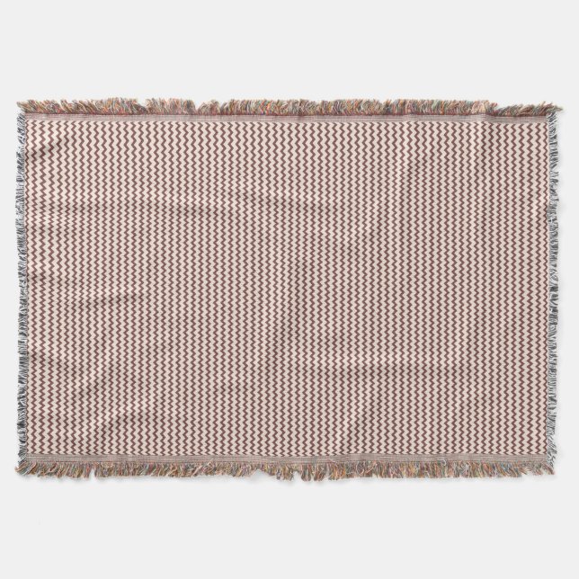 Chevron pattern natural warm brown and pale pink throw blanket (Front)