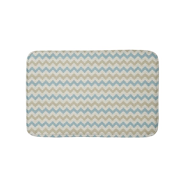 Chevron pattern on linen texture bath mat (Front)