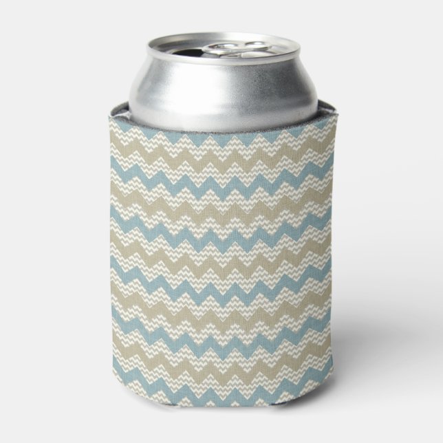 Chevron pattern on linen texture can cooler (Can Front)