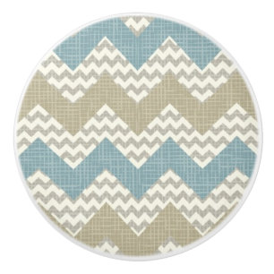 Chevron pattern on linen texture ceramic knob