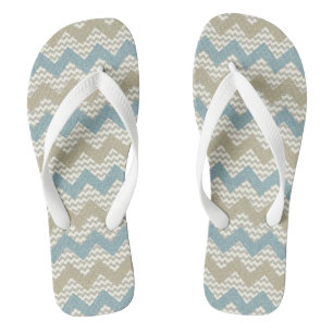 Chevron pattern on linen texture flip flops