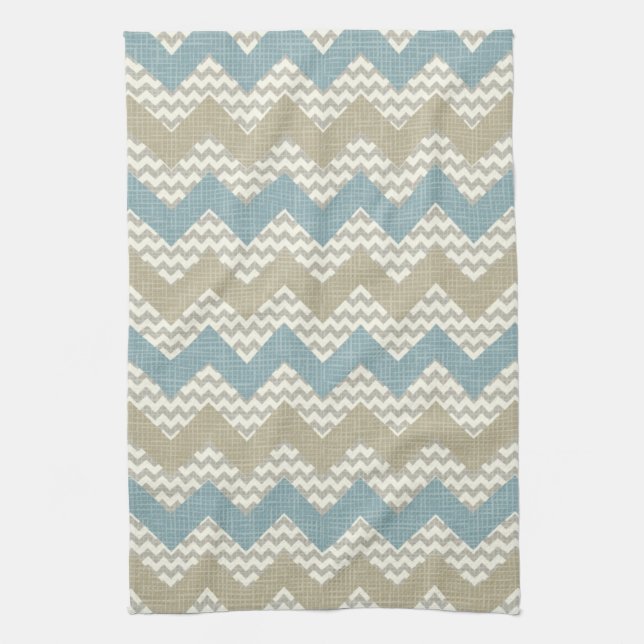 Chevron pattern on linen texture kitchen towel (Vertical)