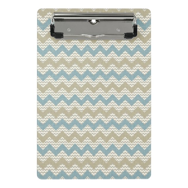 Chevron pattern on linen texture mini clipboard (Front)