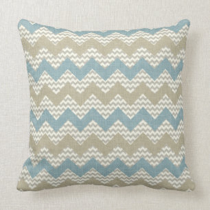 Chevron pattern on linen texture throw pillow