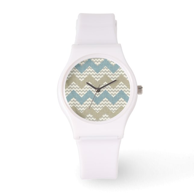 Chevron pattern on linen texture watch (Front)