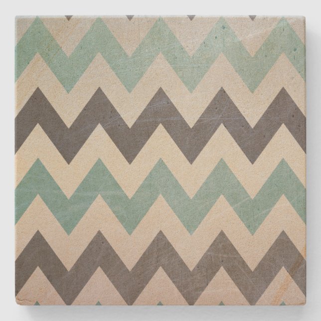 Chevron Pattern On Metal Texture by Shirley Taylor Stone Coaster (Front)