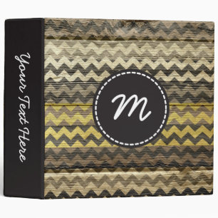 Chevron pattern on vintage wood. Custom Monogram Binder