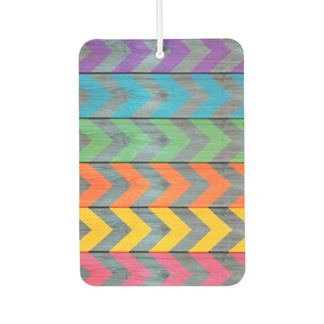 Chevron Pattern On Wood Texture by Shirley Taylor Air Freshener (Front)