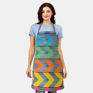 Chevron Pattern on Wood Texture by Shirley Taylor Apron