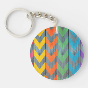 Chevron Pattern On Wood Texture by Shirley Taylor Keychain