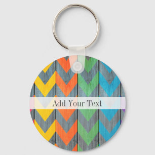 Chevron Pattern On Wood Texture by Shirley Taylor Keychain