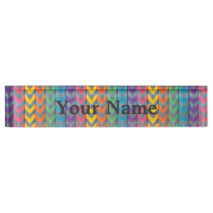 Chevron Pattern On Wood Texture by Shirley Taylor Nameplate