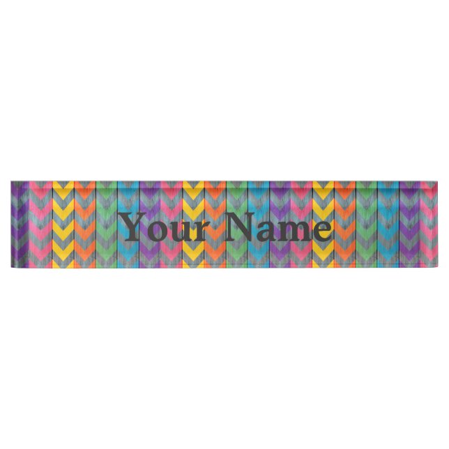 Chevron Pattern On Wood Texture by Shirley Taylor Nameplate (Front)