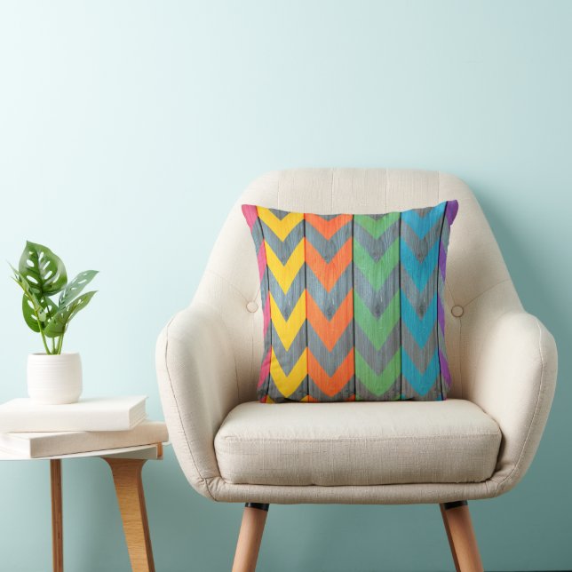 Chevron Pattern On Wood Texture by Shirley Taylor Throw Pillow (Chair)