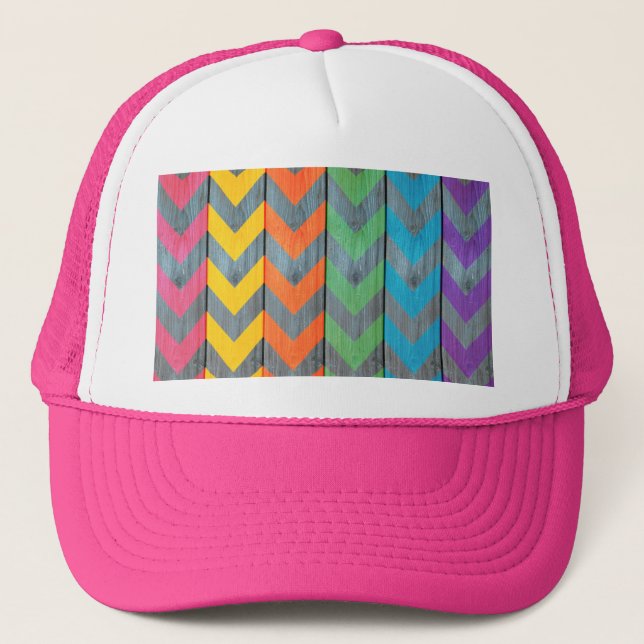 Chevron Pattern On Wood Texture by Shirley Taylor Trucker Hat (Front)