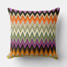 Chevron pattern, orange, black pillow
