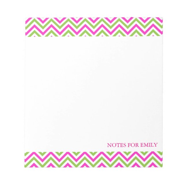Chevron Pattern Personalized Memo Monogram Notepad (Front)