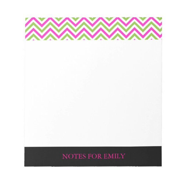 Chevron Pattern Personalized Memo Monogram Notepad (Front)