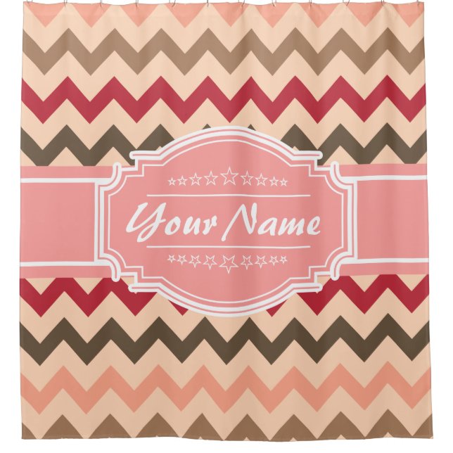 Chevron Pattern Personalized Shower Curtain #10 (Front)