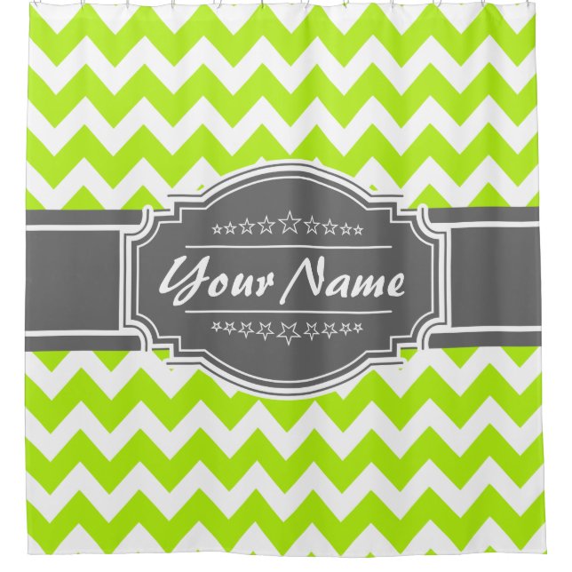 Chevron Pattern Personalized Shower Curtain #5 (Front)
