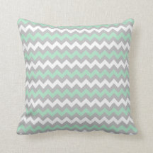 CHEVRON PATTERN PILLOW, Mint Green, Grey & White