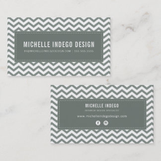 CHEVRON PATTERN preppy modern cool grey grey Business Card