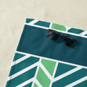 Chevron Pattern Teal Beach Towel