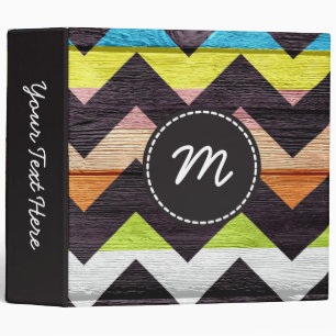 Chevron pattern vintage wood. Custom Monogram Binder