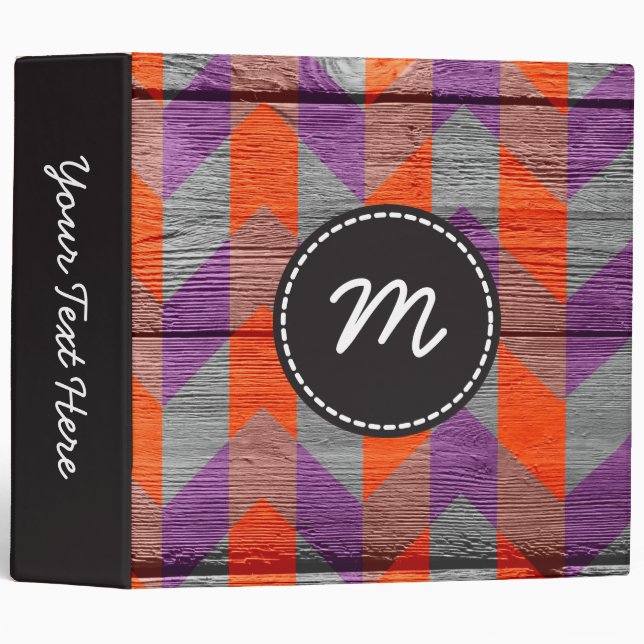 Chevron pattern vintage wooden #10 binder (Front/Spine)