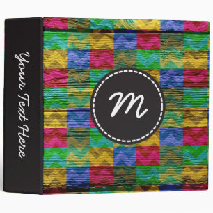 Chevron pattern vintage wooden #5 binder