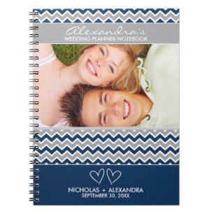 Chevron Pattern Wedding Planner Notebook (navy)