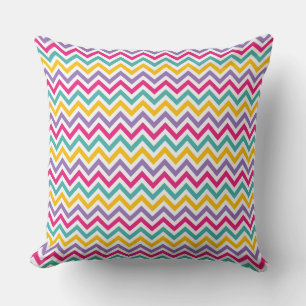  Chevron Pattern with Teal and Purple Stripe Throw Pillow