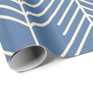 Chevron pattern with white zigzag lines on a blue  wrapping paper