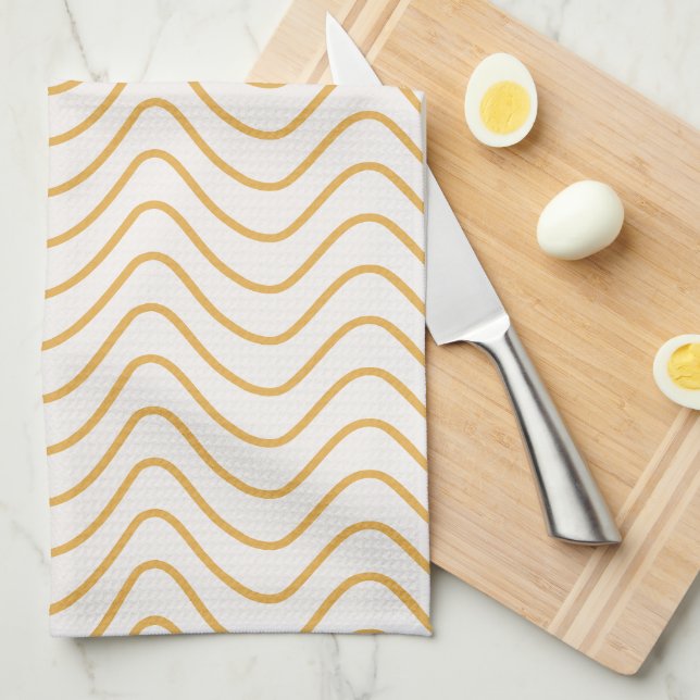 Chevron Pattern Yellow And Cream Zigzag Kitchen Towel (Quarter Fold)