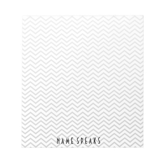 Chevron Pattern Zigzag Personalized Grey Notepad (Front)