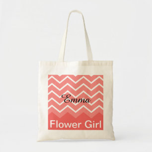 Chevron Personalized Wedding Party Tote (peach) Bag