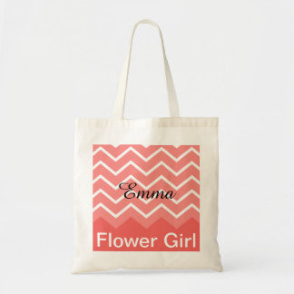 Chevron Personalized Wedding Party Tote (peach) Bag