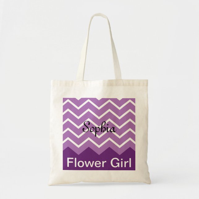 Chevron Personalized Wedding Party Tote (purple) Bag (Front)