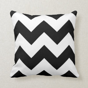 Chevron Pillow with Black and White Zigzag