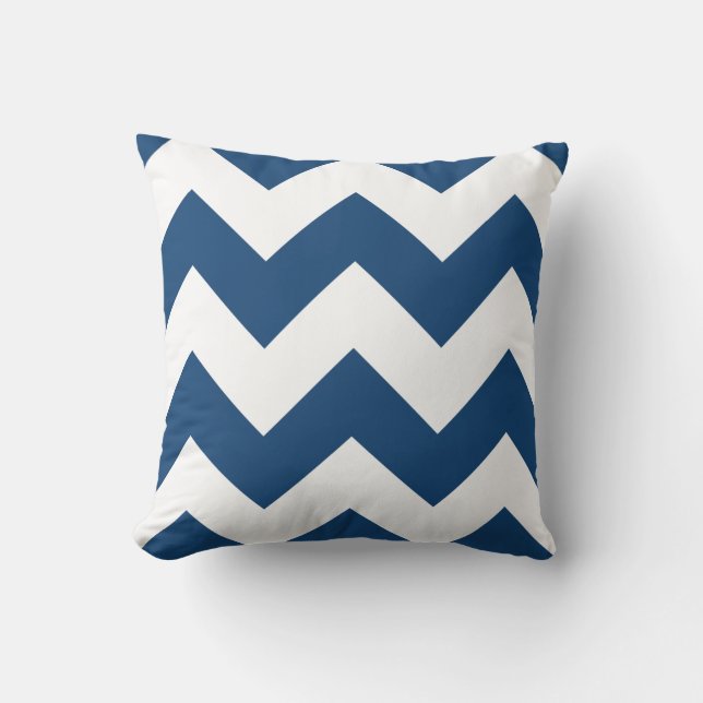 Chevron Pillow with Monaco Blue Zigzag (Front)